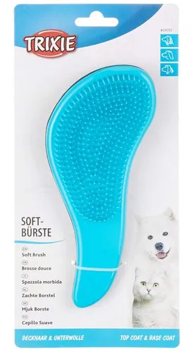 Cepillo Suave 19cm Trixie Gatos Y Perros - Petit Pet Shop Color Turquesa